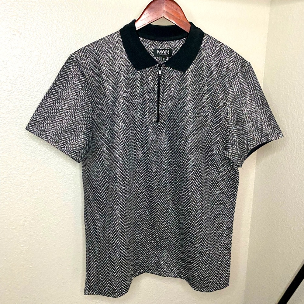 Men’s Textured Zip Polo